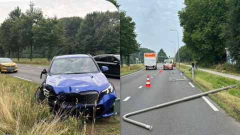 Twee lichtmasten omver gereden op N294 bij Sittard